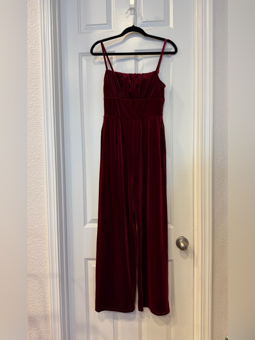 HALARA Wine Red Velvet Jumpsuit, small